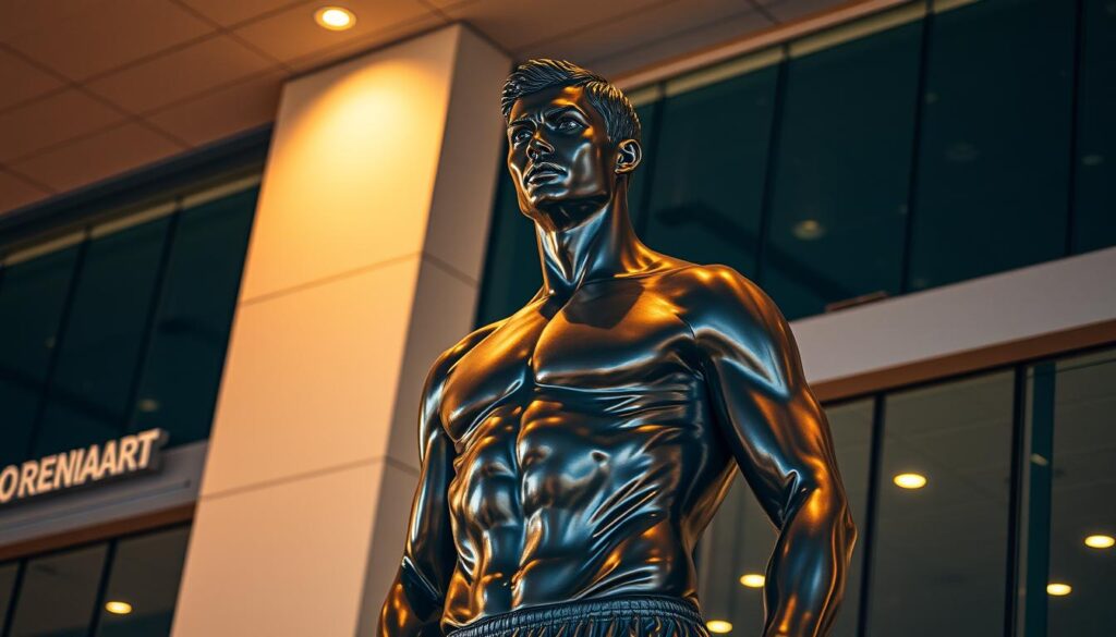 Bronzestatue am Flughafen