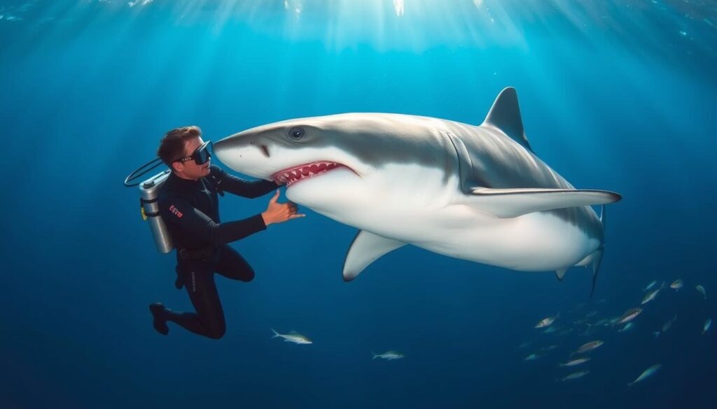 Mensch und Hai Interaktion