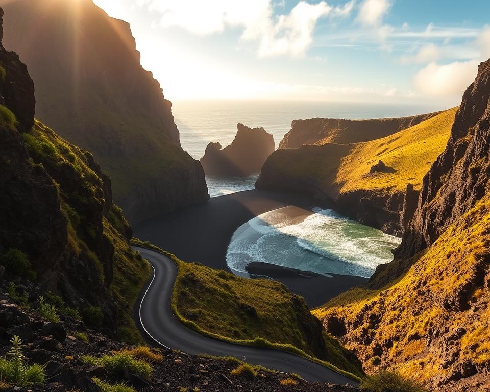 Schwarzer Strand Madeira Anfahrt Schwarzer Strand Madeira Anfahrt