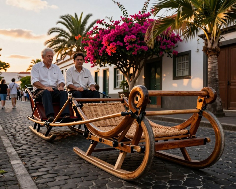 Historische Korbschlitten in Funchal Historische Korbschlitten in Funchal